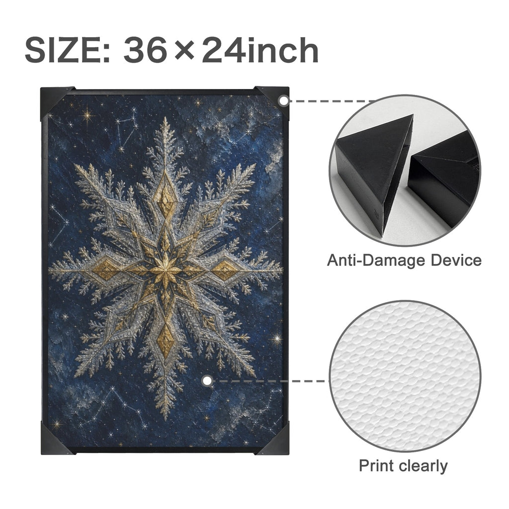 A Rich and Rich Blue Nordic Snowflake Framed Art Print Black Framed Art Print 24×36inch - Rich and Rich Homeopportunities