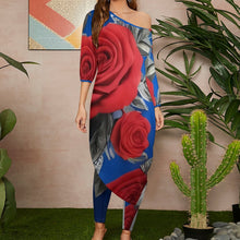 Load image into Gallery viewer, Diagonal shoulder two piece set Women&#39;s Off Shoulder Two-piece Set
