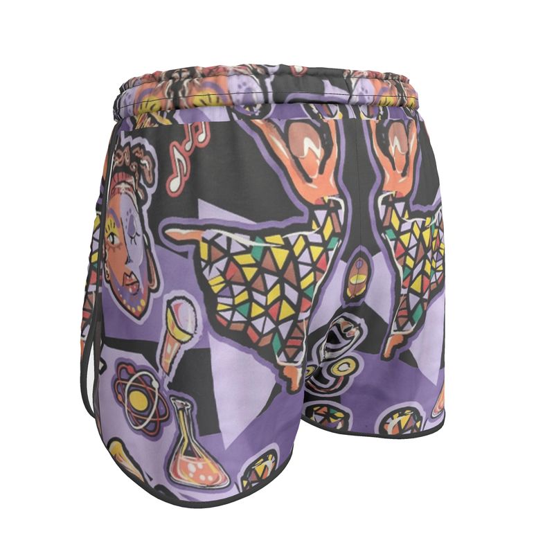 R&RH Purple Abstract Women's Running Shorts made from Rox Sports Jersey fabric