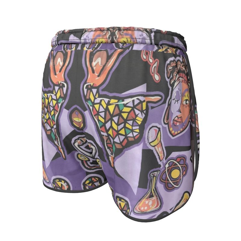 R&RH Purple Abstract Women's Running Shorts made from Rox Sports Jersey fabric
