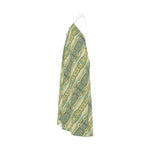 Lime yellow halterneck backless dress with flowing skirt and silky fabric — additional view 6
