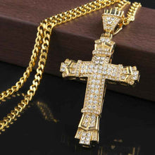 Load image into Gallery viewer, Iced Out Cross Necklace for Men - Sparkling Iced Out Men&#39;s Cross Pendant
