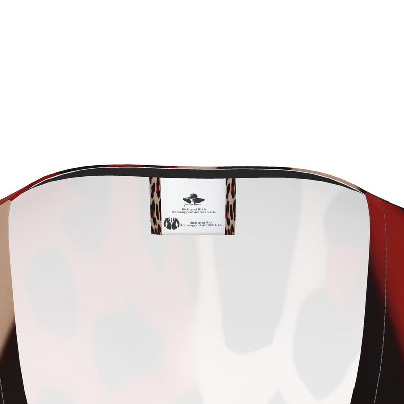 Rich and Rich Beige and Red Animal Print Women's Wrap Dress