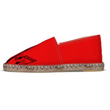 Red unisex espadrilles with musical notes print, jute insole and non-slip rubber sole — product detail