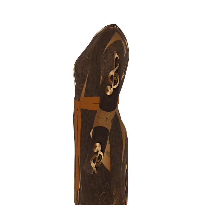 Rich and Rich Brown and Gold Abstract Women's Wrap Dress