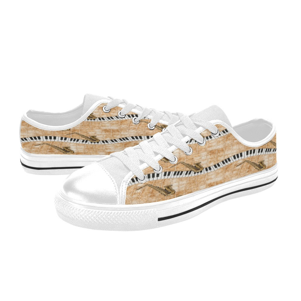 Rich and Rich Men’s Beige Piano/Saxophone Low-Top Sneakers