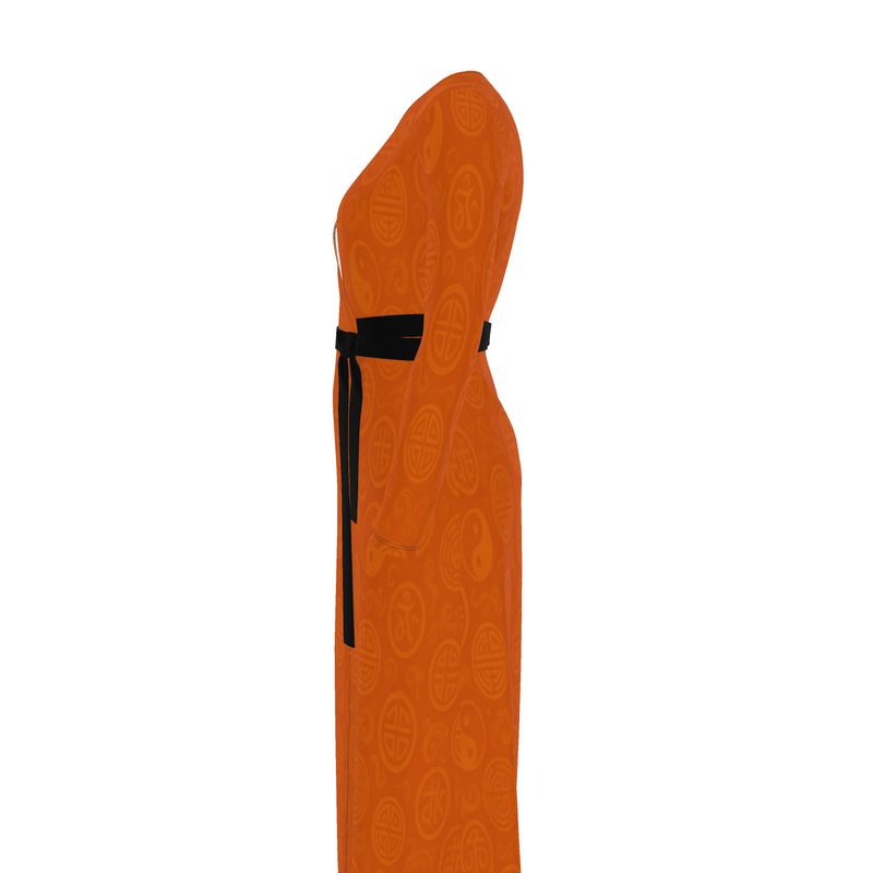 Rich and Rich Orange Feng Shui Inspired Women's Wrap Dress