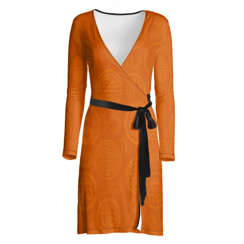 Rich and Rich Orange Feng Shui Inspired Women's Wrap Dress