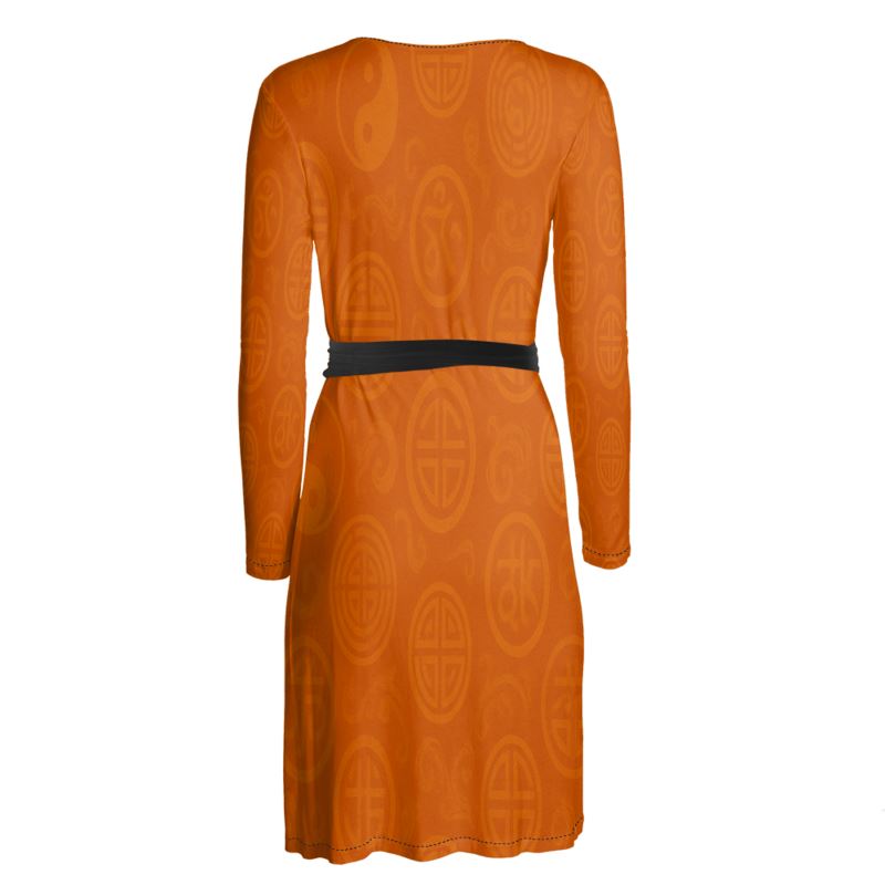 Rich and Rich Orange Feng Shui Inspired Women's Wrap Dress