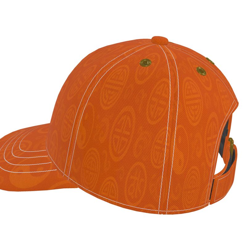 Orange six-panel baseball cap with curved peak and mesh-lined interior — additional view 8
