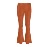 High-waisted orange flared leggings with skin-fit sculpting fabric