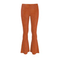 Women's orange high waisted flared leggings with Feng Shui inspired design