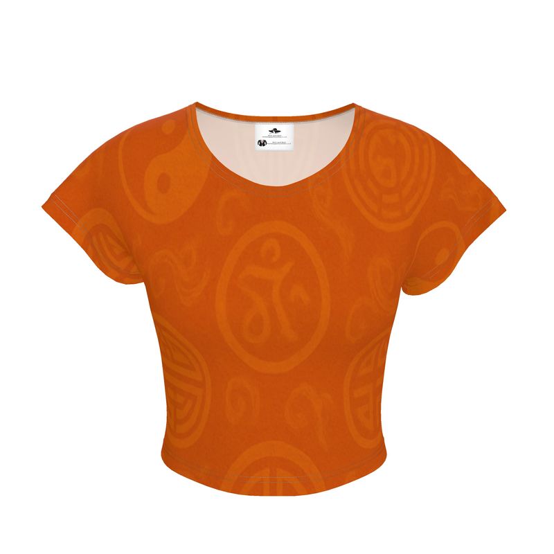 Ladies Orange Feng Shui Inspired Crop Top