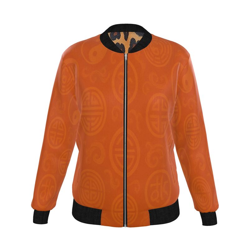 Rich and Rich Women's Orange Feng Shui Reversible Silk Bomber Jacket