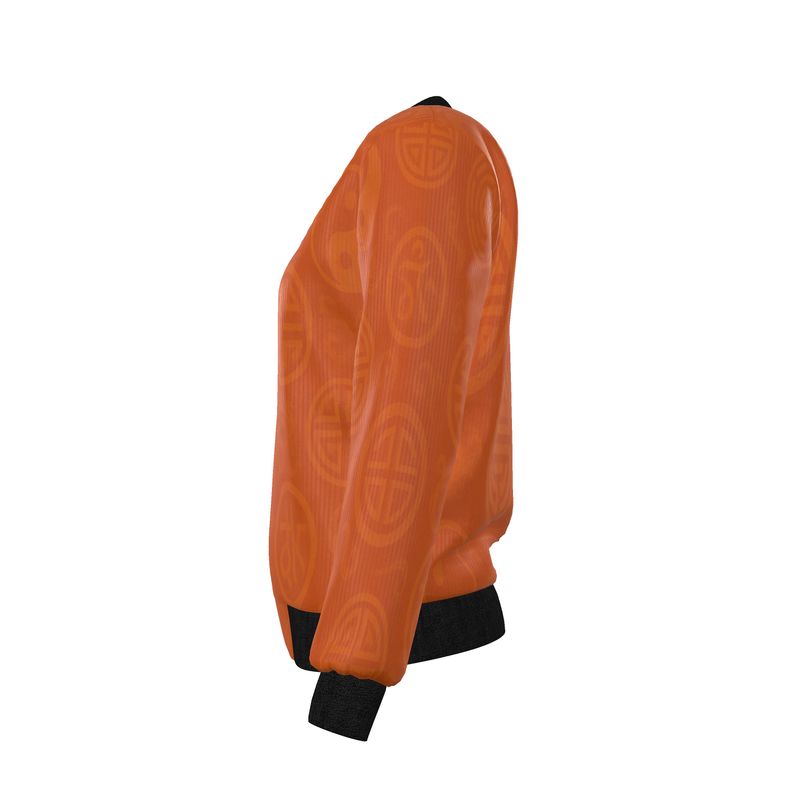 Rich and Rich Women's Orange Feng Shui Reversible Silk Bomber Jacket