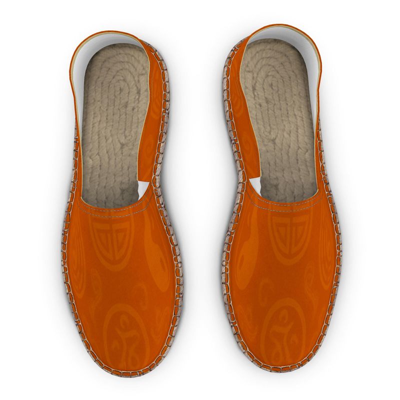 Rich and Rich Orange Feng Shui Inspired Unisex Espadrilles showcasing vibrant orange design