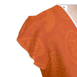 Orange tea dress with flounce hem and waist tie in satin-blend fabric — additional view 6