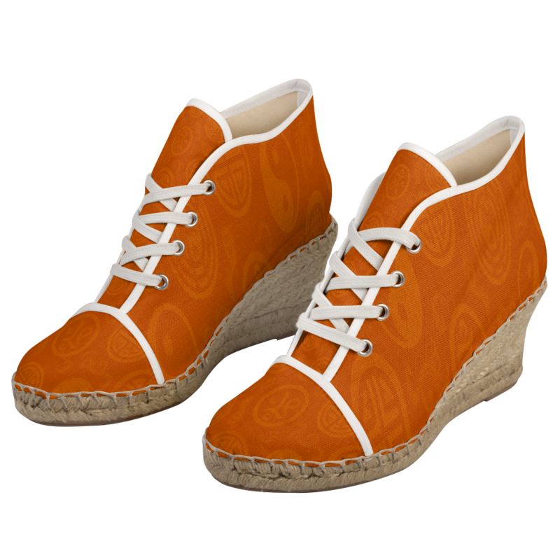 Rich and Rich Orange Feng Shui Women's Wedge Heel Espadrilles