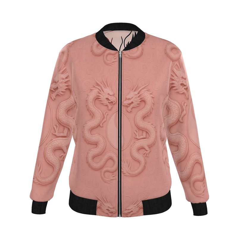 Rich and Rich Pink Dragon Reversible Bomber Jacket for Women
