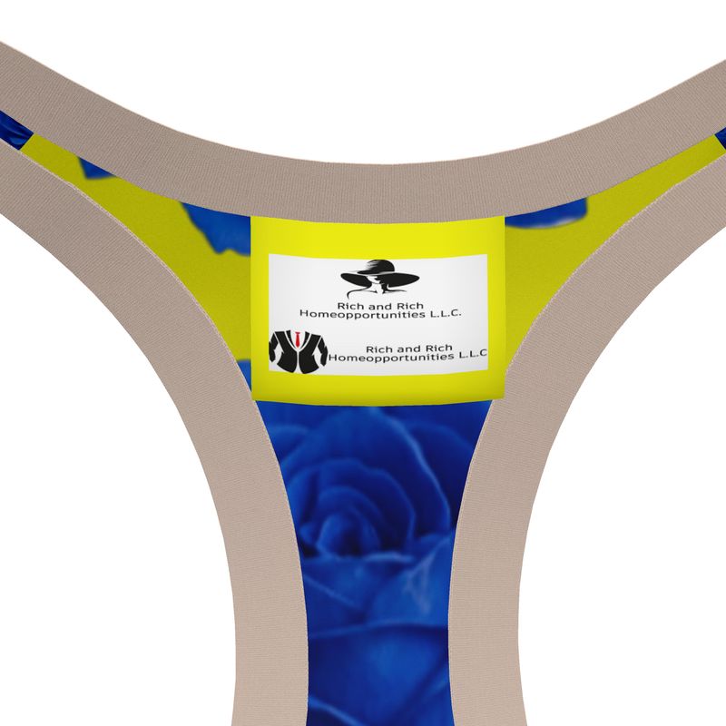 Yellow and rose colored sports bra made from stretch Lycra fabric for low-impact exercise