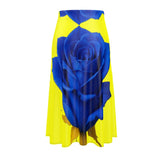 A-line midi skirt with elasticated waist and soft drapey fabric in a premium printed design — alternate view