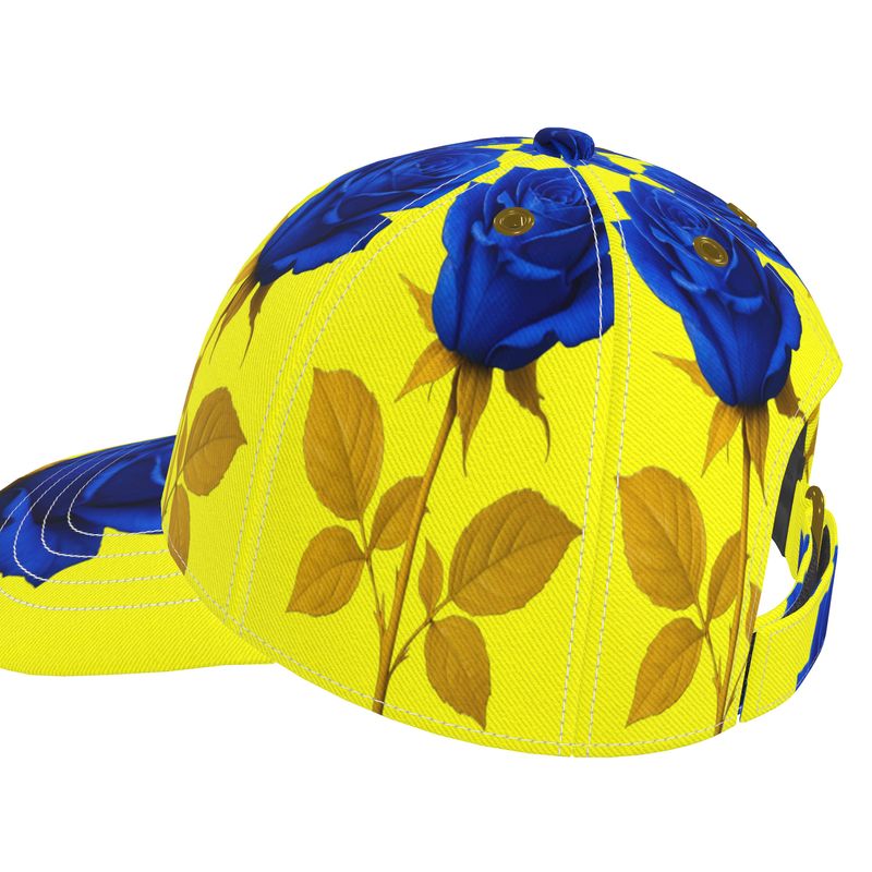 Yellow and Rose six-panel baseball cap with curved peak by Contrado
