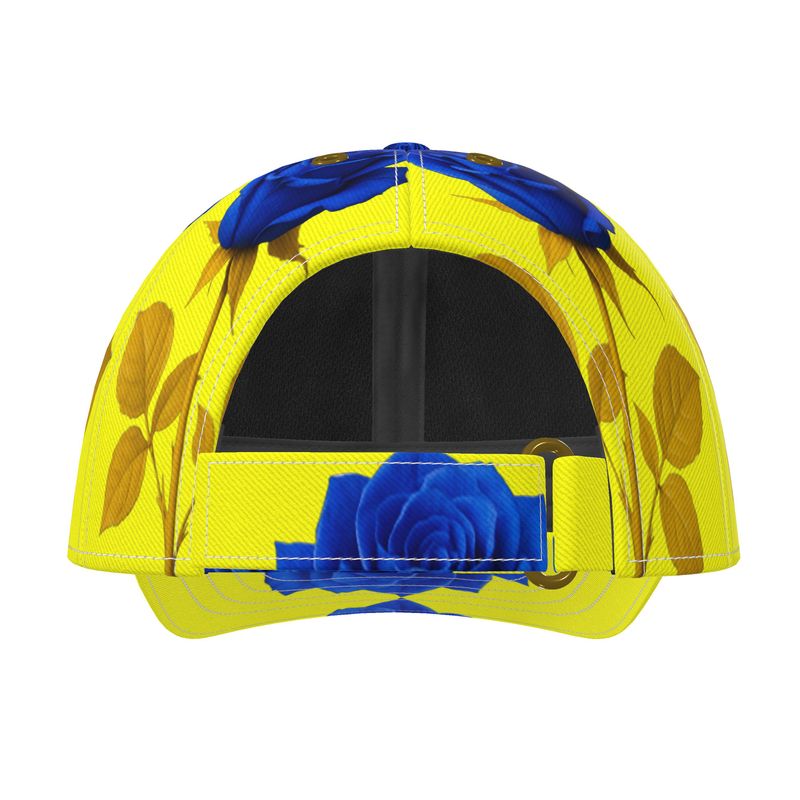Yellow and rose six-panel baseball cap with curved peak and mesh lining in two size ranges — additional view 6