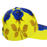Yellow and rose six-panel baseball cap with curved peak and mesh lining in two size ranges — additional view 7