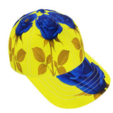 Yellow and rose six-panel baseball cap with curved peak and mesh lining in two size ranges — additional view 8