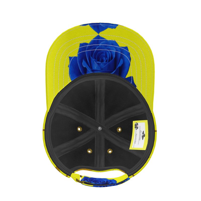 Yellow and rose six-panel baseball cap with curved peak and mesh lining in two size ranges — additional view 10