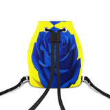 Nappa leather drawstring backpack in yellow and rose with adjustable leather straps and magnetic closure — product detail
