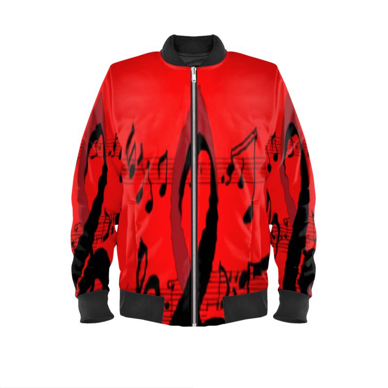 Musical Notes Mens Bomber Jacket with ribbed cuffs and fully lined interior