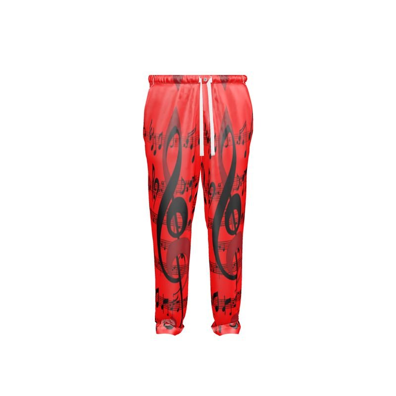 Men's pajama bottoms with musical notes print, relaxed cut, available in cotton or silk