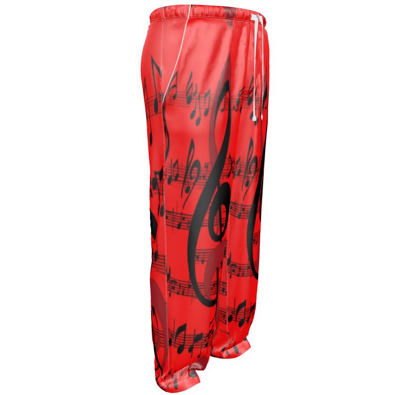 Men's pajama bottoms with musical notes print, relaxed cut, available in cotton or silk — alternate view
