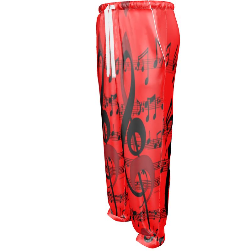 Men's pajama bottoms with musical notes print, relaxed cut, available in cotton or silk — product detail