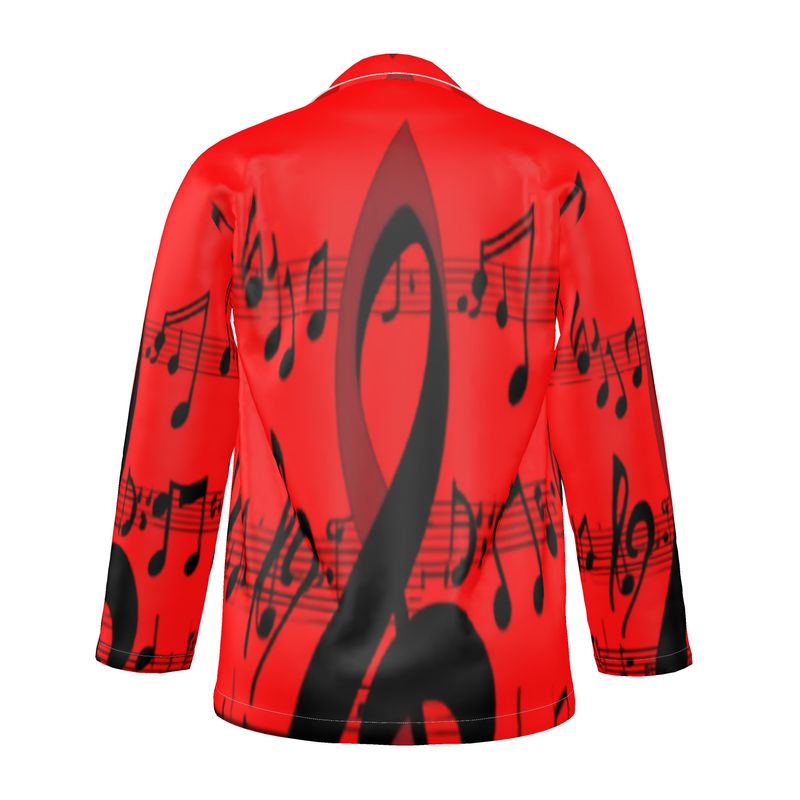 Musical Notes Men's Luxury Pajama Shirt with mother of pearl buttons and relaxed fit