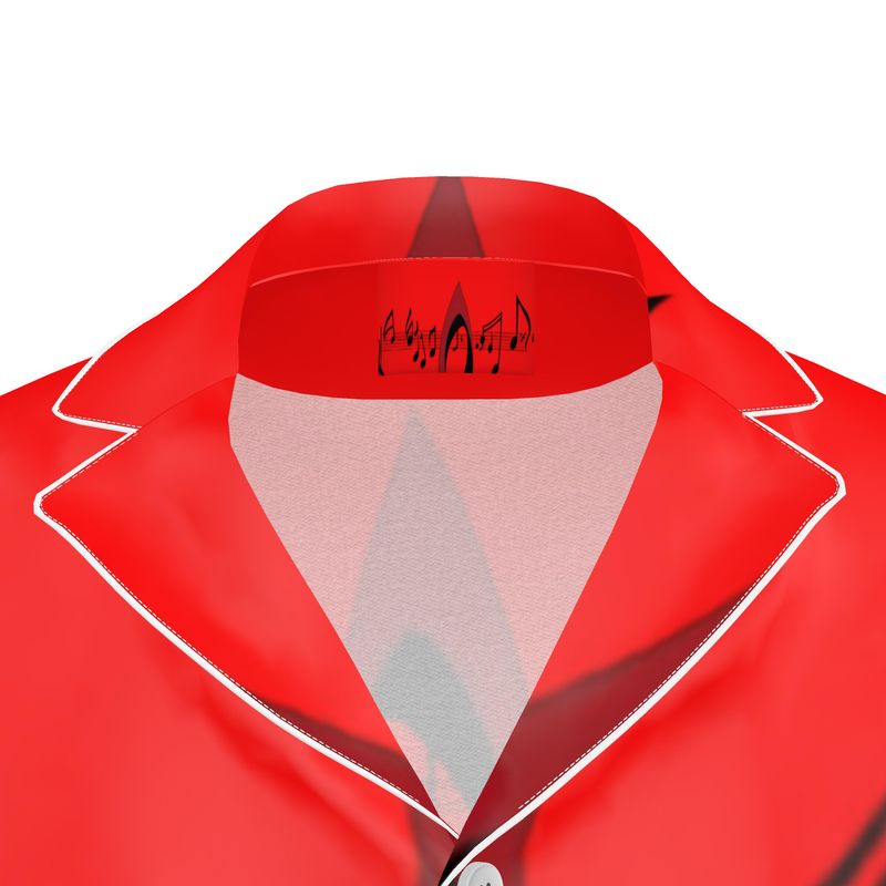 Musical Notes Men's Luxury Pajama Shirt with mother of pearl buttons and relaxed fit