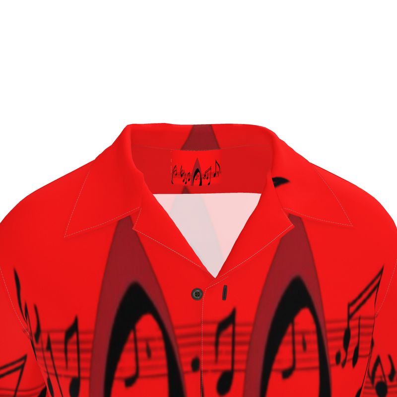Men's revere collar shirt with all-over musical notes print in a classic silhouette — additional view 6