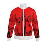Men's tracksuit jacket with musical notes print and side stripe detailing