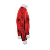 Men's tracksuit jacket with musical notes print and side stripe detailing — side view