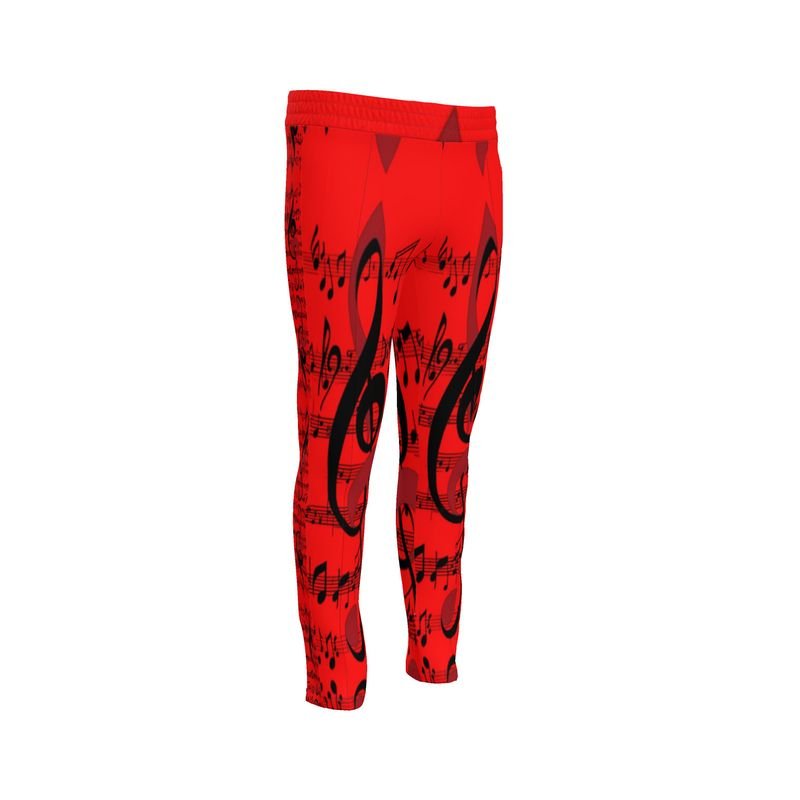 Men's tracksuit pants with musical notes print and side stripe detailing — product detail