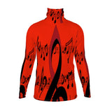 Slim-fit men's roll neck sweater with musical notes print and high neckline