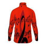 Slim-fit men's roll neck sweater with musical notes print and high neckline — side view