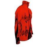 Slim-fit men's roll neck sweater with musical notes print and high neckline — rear view