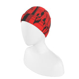 Double-layer beanie with musical notes print and reversible turn-up trim