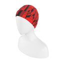 Musical Notes Beanie made from recycled poly jersey with reversible turn-up trim