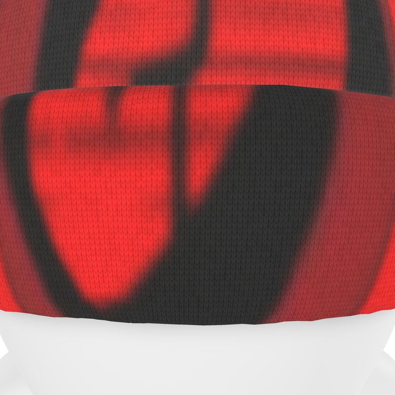 Musical Notes Beanie made from recycled poly jersey with reversible turn-up trim