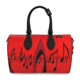 Nappa leather duffle bag with musical notes print and faux suede inner lining
