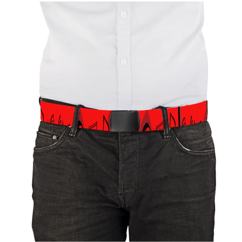 Musical Notes Webbing Belt with metallic nickel buckle and hand-printed musical note design