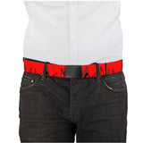 Poly webbing belt with musical notes print and metallic flip-top buckle — alternate view